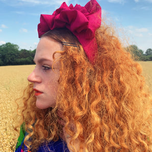 Magenta Pink Silk Ruffle Headband