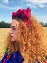 Load image into Gallery viewer, Magenta Pink Silk Ruffle Headband
