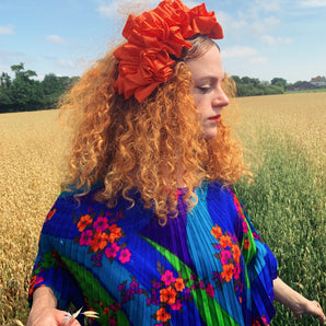 Tangerine Orange Silk Ruffle Headband