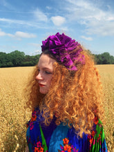 Load image into Gallery viewer, Plush Purple Silk Ruffle Headband
