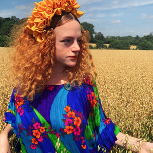 Sunflower Yellow Silk Ruffle Headband