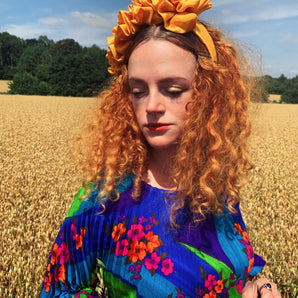 Sunflower Yellow Silk Ruffle Headband