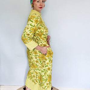 Japanese floral padded / quilted dress / house coat