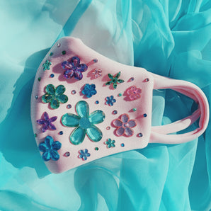 Pink flower Bejewelled Gem Fashion Neoprene Face mask