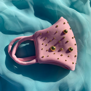 Pink and Gold Embellished Fashion Neoprene Face mask