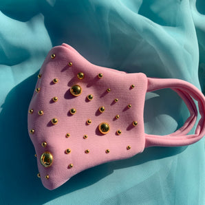 Pink and Gold Embellished Fashion Neoprene Face mask