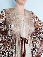 Load image into Gallery viewer, Floral Brown and white Vintage Kaftan Dress

