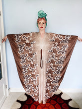 Load image into Gallery viewer, Floral Brown and white Vintage Kaftan Dress
