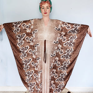 Floral Brown and white Vintage Kaftan Dress