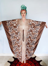 Load image into Gallery viewer, Floral Brown and white Vintage Kaftan Dress
