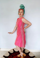 Load image into Gallery viewer, 60s Twiggy iridescent hot pink Diamonte Mini Dress
