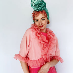 Dusky Pink ruffle Bed jacket