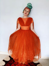 Load image into Gallery viewer, ORANGE tulle prom dress 50s MINT condition *PERSONAL COLLECTION*
