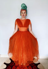 Load image into Gallery viewer, ORANGE tulle prom dress 50s MINT condition *PERSONAL COLLECTION*
