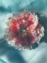 Load image into Gallery viewer, large Pink peony with Gold and pearl embellishments- Bejewelled Brooch and Hair Clip

