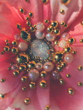 Load image into Gallery viewer, large Pink peony with Gold and pearl embellishments- Bejewelled Brooch and Hair Clip
