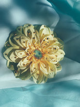 Load image into Gallery viewer, Yellow and Gold chrysanthemum Bejewelled Brooch and Hair Clip
