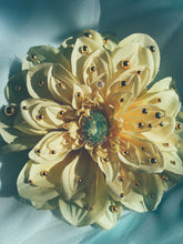 Load image into Gallery viewer, Yellow and Gold chrysanthemum Bejewelled Brooch and Hair Clip

