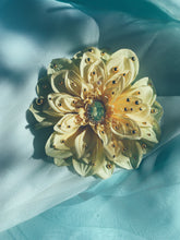 Load image into Gallery viewer, Yellow and Gold chrysanthemum Bejewelled Brooch and Hair Clip

