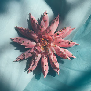 Pink and gold Gerbera Brooch and hair Clip