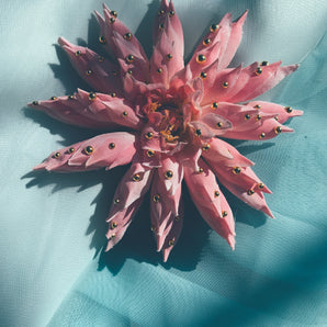 Pink and gold Gerbera Brooch and hair Clip