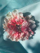 Load image into Gallery viewer, Pink peony with Gold and pearl embellishments- Bejewelled Brooch and Hair Clip
