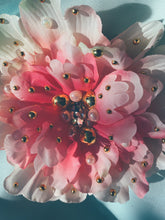 Load image into Gallery viewer, Pink peony with Gold and pearl embellishments- Bejewelled Brooch and Hair Clip
