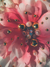 Load image into Gallery viewer, Pink peony with Gold and pearl embellishments- Bejewelled Brooch and Hair Clip
