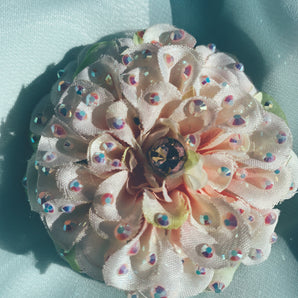 Pale pink/cream Dhalia Bejewelled Brooch and Hair Clip