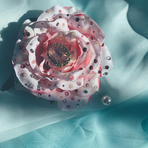 Pale Pink Pearl Pin Rose Brooch