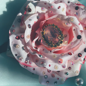 Pale Pink Pearl Pin Rose Brooch