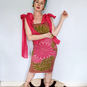 Vintage Towelling dress in 60s floral print