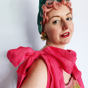 Vintage Towelling dress in 60s floral print