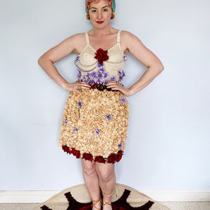 Handmade Vintage 50s adorned Floral Slip UK 6-10