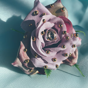 Lilac Gold Rose Brooch