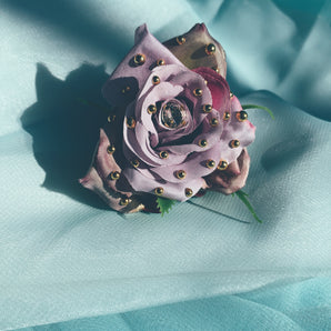 Lilac Gold Rose Brooch