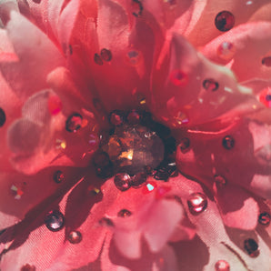 bejewelled pink peony brooch and hair clip