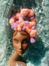 Load image into Gallery viewer, Pastel Peach and Lilac sugar sweet pom pom headband
