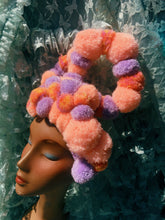 Load image into Gallery viewer, Pastel Peach and Lilac sugar sweet pom pom headband
