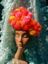 Load image into Gallery viewer, Mega Orange-Red and mustard-pink pom pom headband
