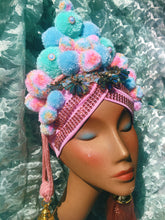 Load image into Gallery viewer, Bespoke Tassel Pom Pom Pastel Turban

