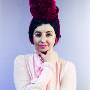 Deep Magenta Velvet BIG top knot turban