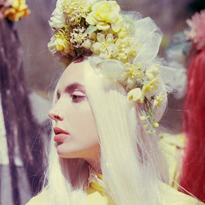 Yellow Vintage Floral Headdress Crown