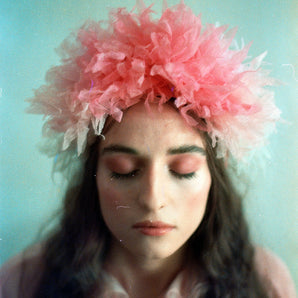Pink Vintage inspired ruffle Pastel Headpiece