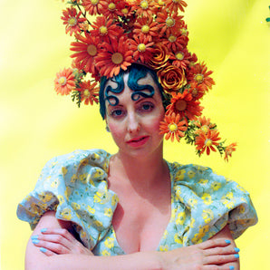 Frida Orange vintage headdress / crown / headpiece / bridal / festival / ascot