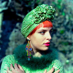 Deadstock Sequin Turban - Pink or Green