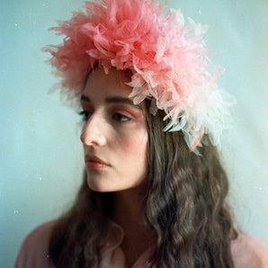 Pink Vintage inspired ruffle Pastel Headpiece