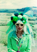 Load image into Gallery viewer, Handmade Tulle Green Pom Pom Headdress
