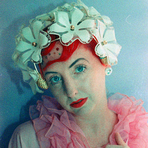 Vintage Flower Power headpiece / skull cap / art piece