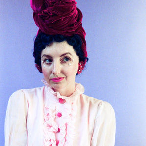 Deep Magenta Velvet BIG top knot turban